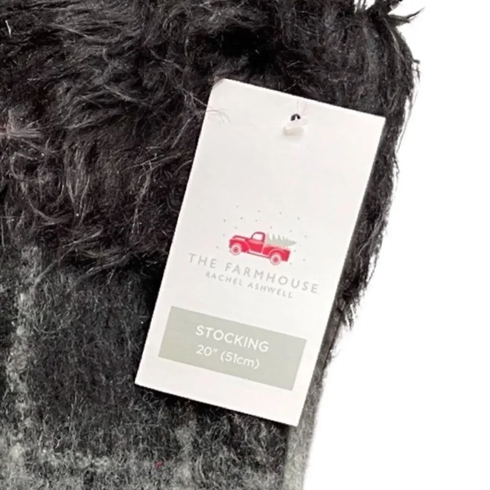The Farmhouse Rachel Ashwell Smokey Grey Mohair Christmas Stocking 20” NWT